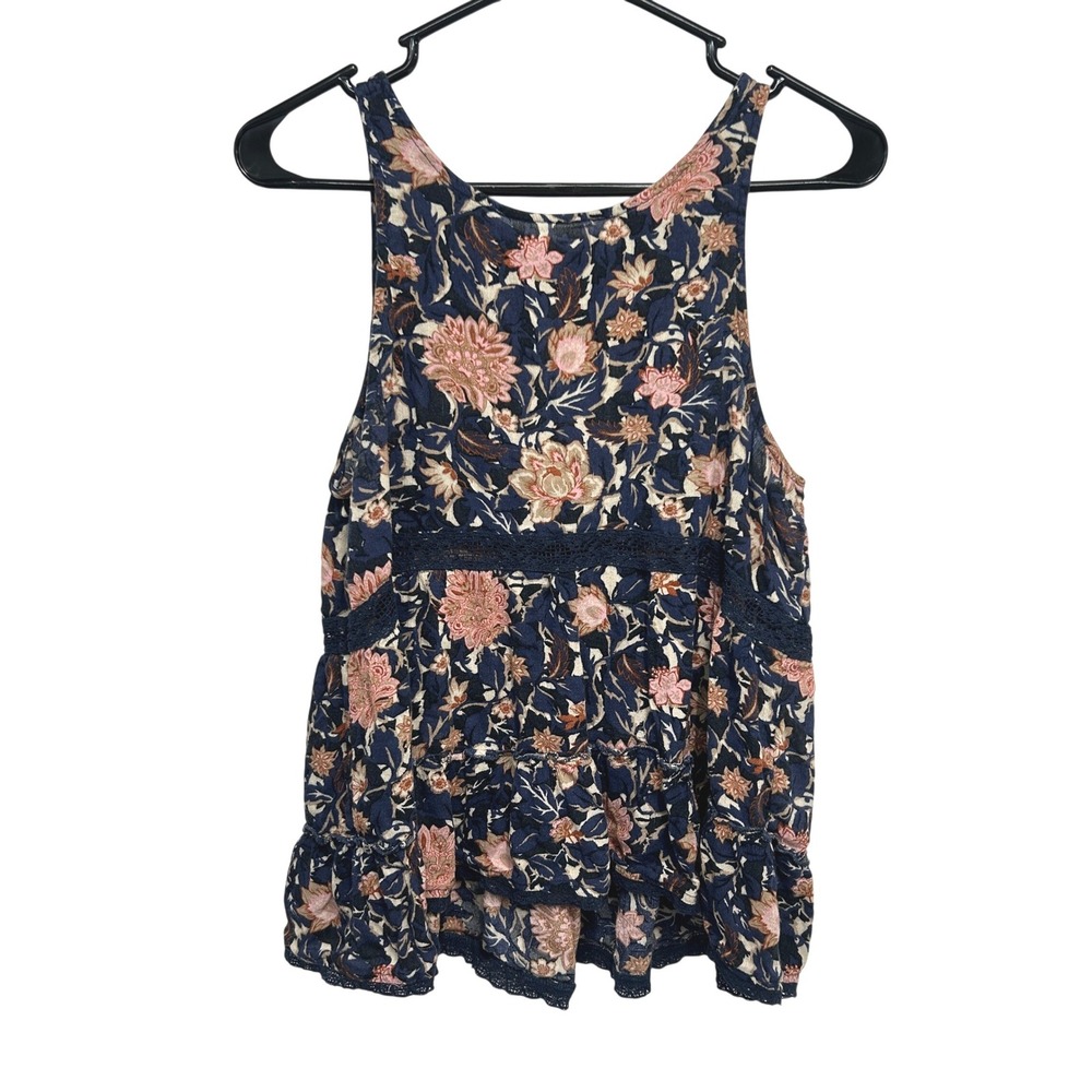 Y2K American Eagle Floral Babydoll Tank Small Indie Boho Cottagecore Top